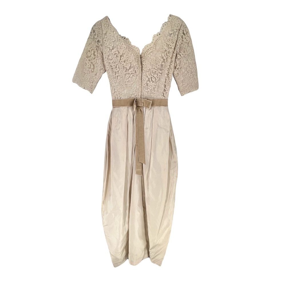 1950’s Harry Keiser Cream & Ivory Maxi Formal Party Dress Size XS - Picture 5 of 10